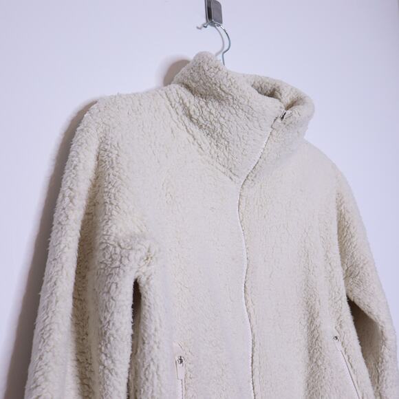 ATHLETA Tugga Sherpa Jacket Natural High Neck Full Zip Ribbed Cuffs Women's XS - Picture 7 of 15